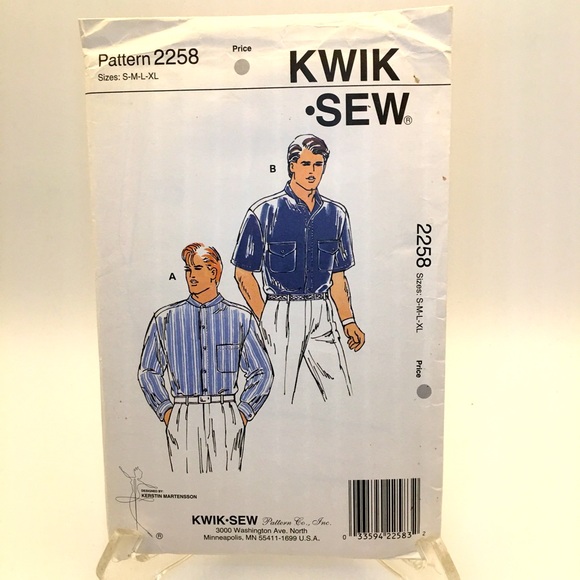KWIK SEW Multi-size Sewing Pattern #2258 Men's Shirts - Picture 1 of 2